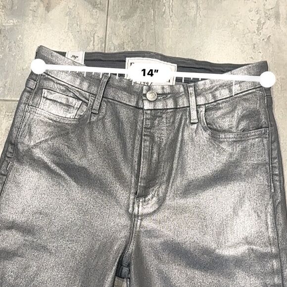 Frank & Eileen Sligo Italian Waxed Denim Jeans Size 29 Silver Metallic Dime - Picture 5 of 13